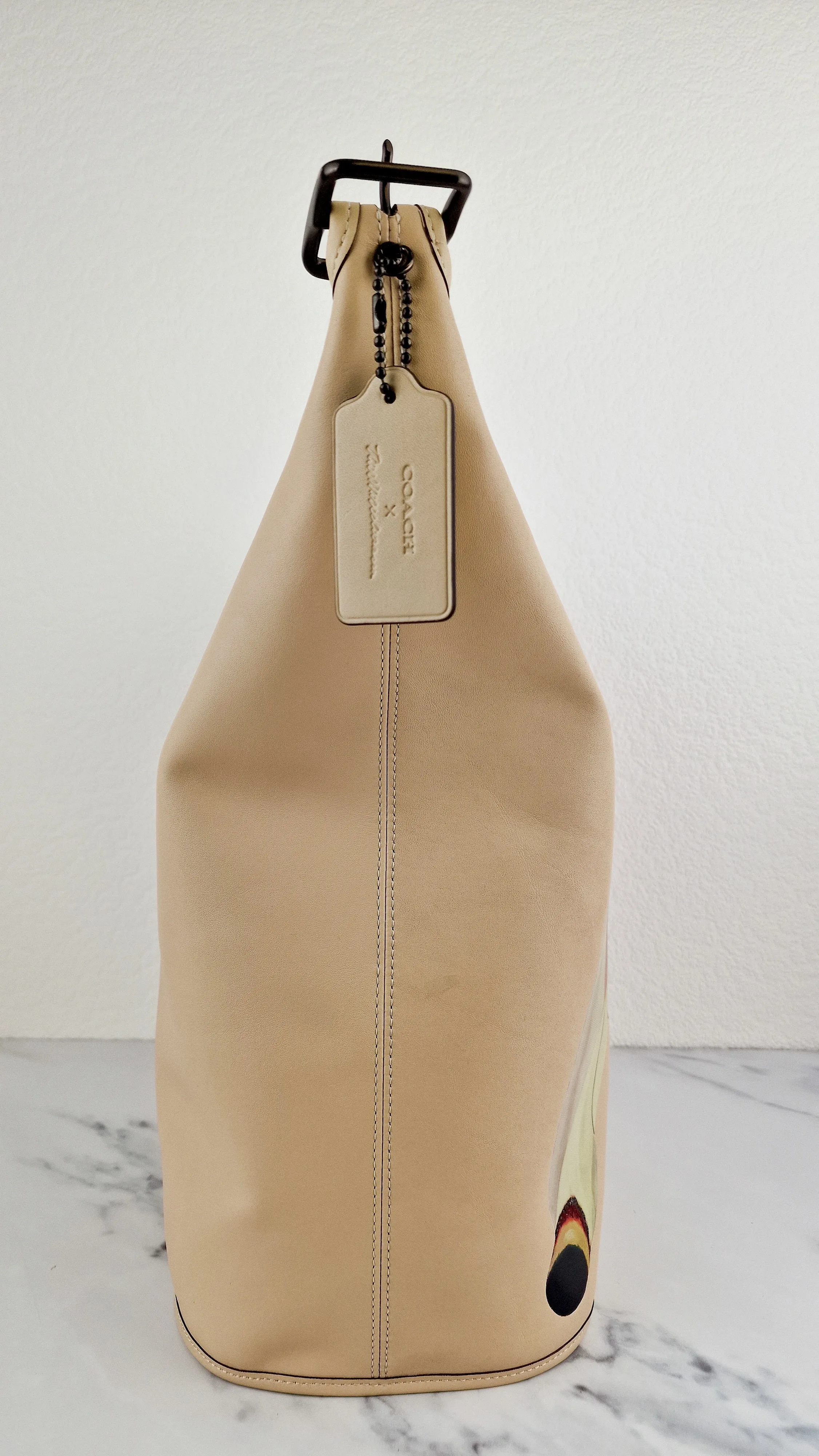 Coach x Tom Wesselmann Duffle 27 Bucket Bag in Ivory With Cigarette Lips - Coach CA306