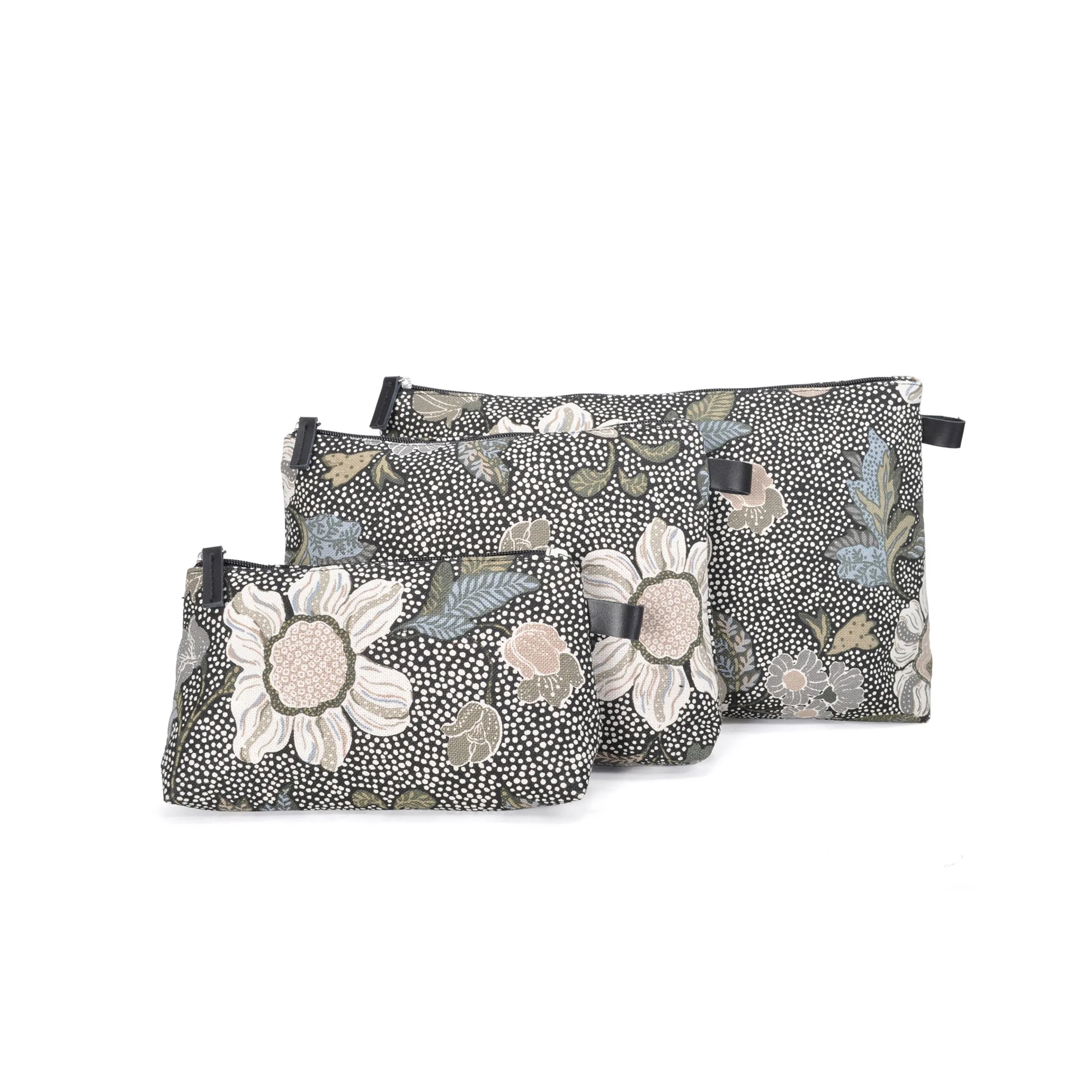 Cosmetic Bag | Black Flower | Linen