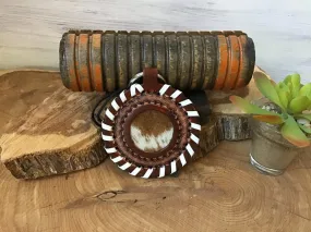 Cowhide Tooled Hair On Key Chain