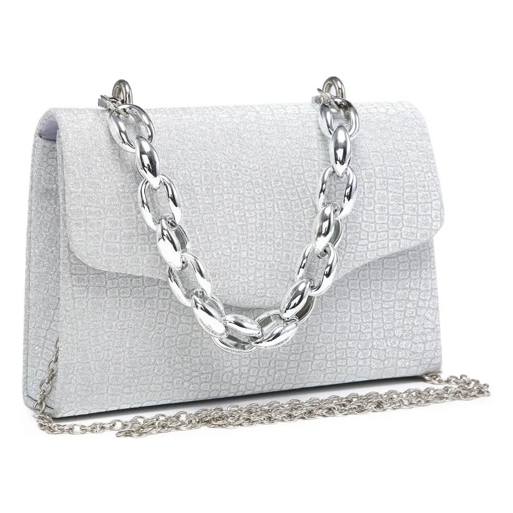 Dasein Glittering Cocktail Prom Silver Evening Bag (Women's)