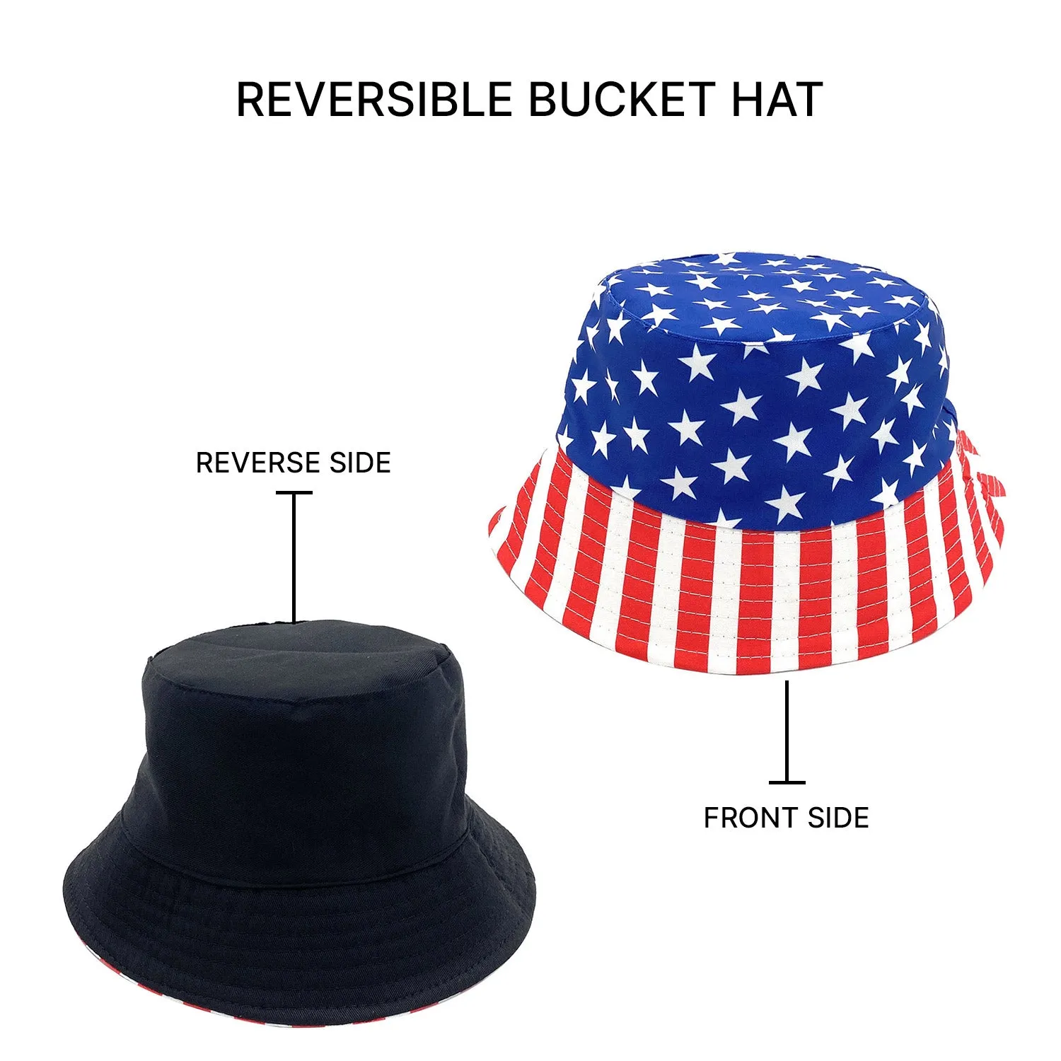 Empire Cove USA American Flag Patriotic Bucket Hat Fisherman Cap Women Men