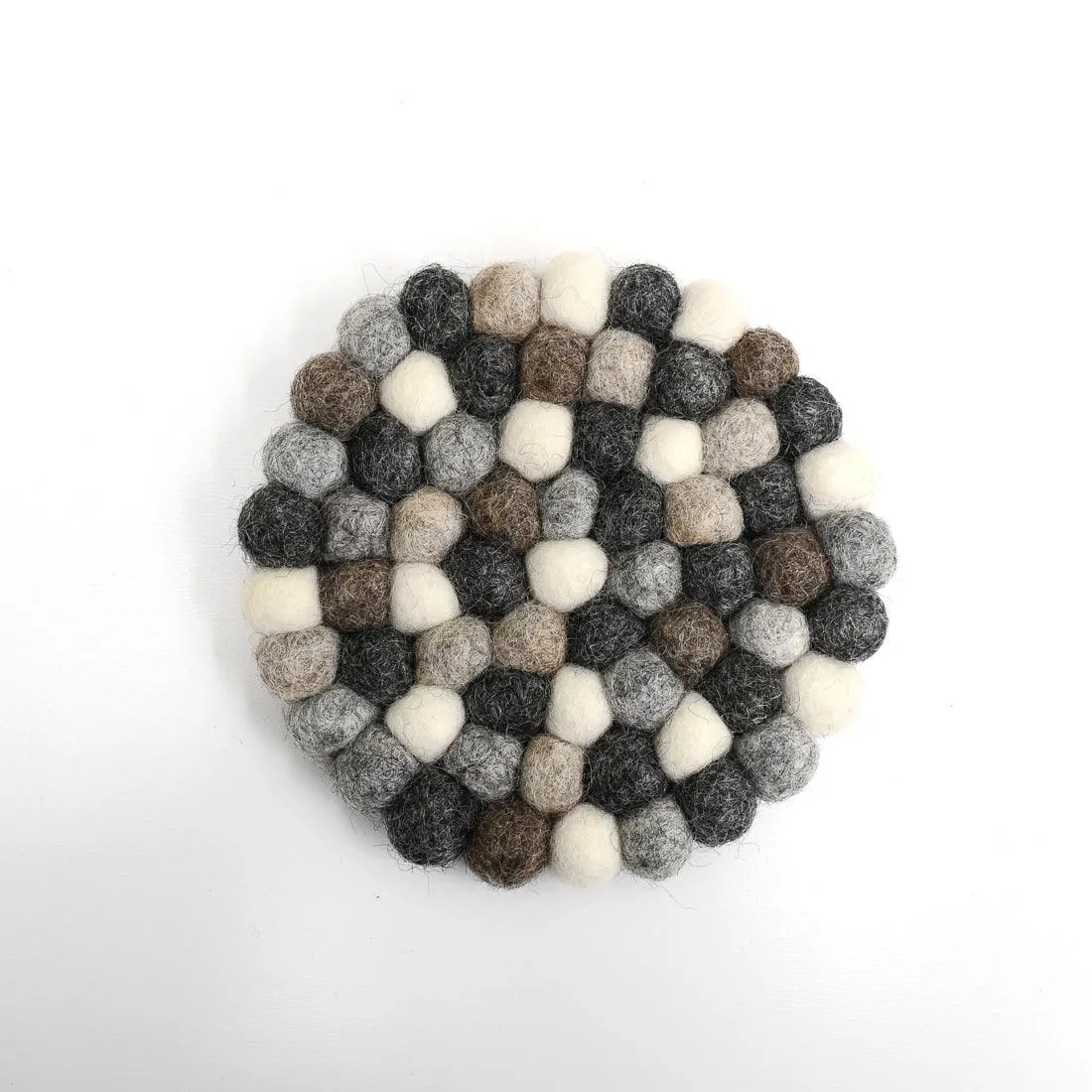 Felt Ball Cup Coasters - Grey Stones Bundle of 4