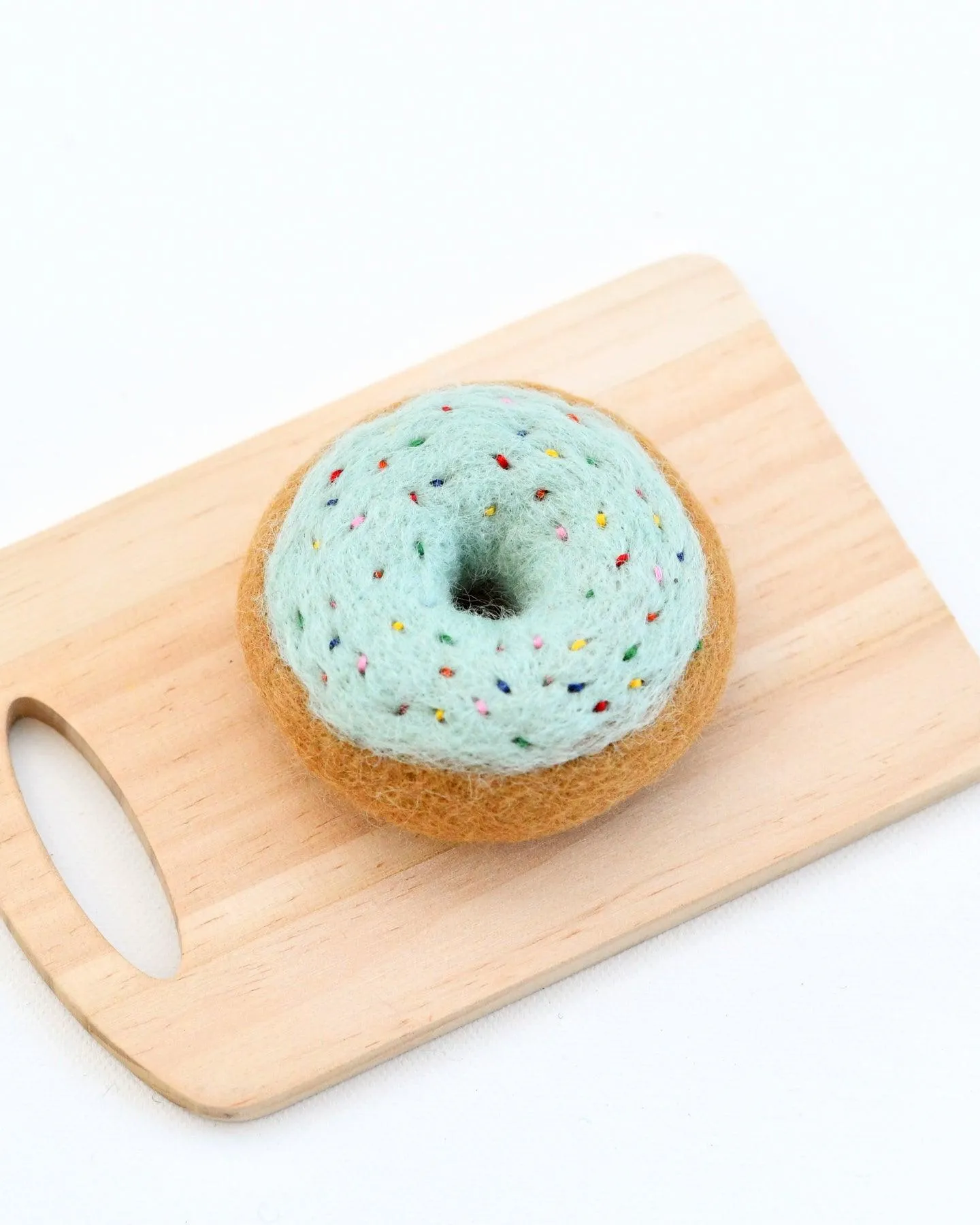 Felt Doughnut (Donut) with Blue Vanilla Frosting and Rainbow Sprinkles