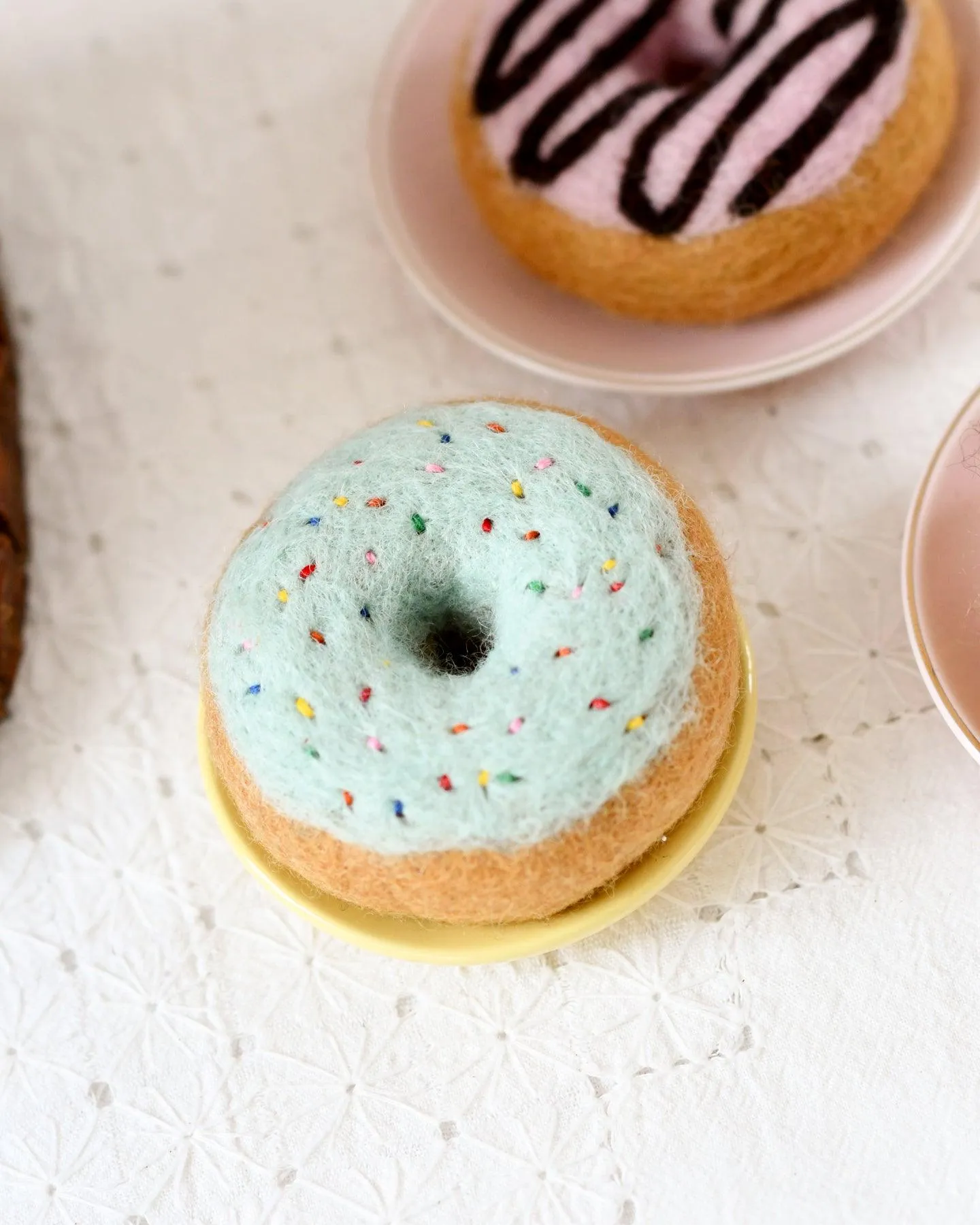 Felt Doughnut (Donut) with Blue Vanilla Frosting and Rainbow Sprinkles