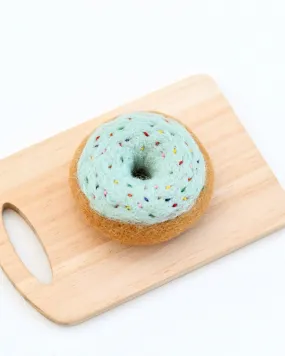 Felt Doughnut (Donut) with Blue Vanilla Frosting and Rainbow Sprinkles