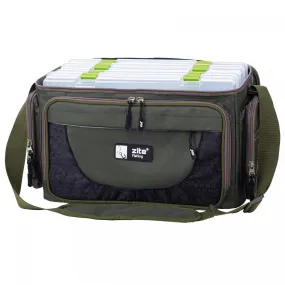 Fishing bag with boxes in the form of a system bag trout bag 35x22x20cm ZITE green