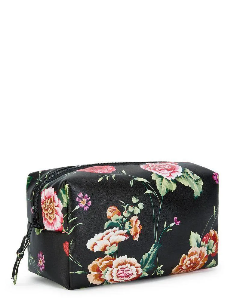 Flower Print Zipper Makeup Bag