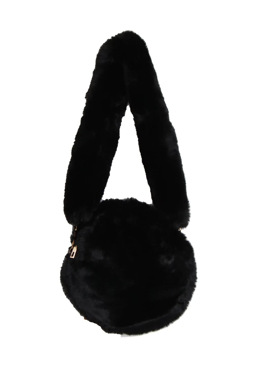 Fluffy Soft Faux Fur Circle Bag With Fur Strap