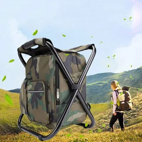 Foldable Stool Backpack - Portable Folding Camping Stool for Outdoor, Walking, Hiking, and  Fishing