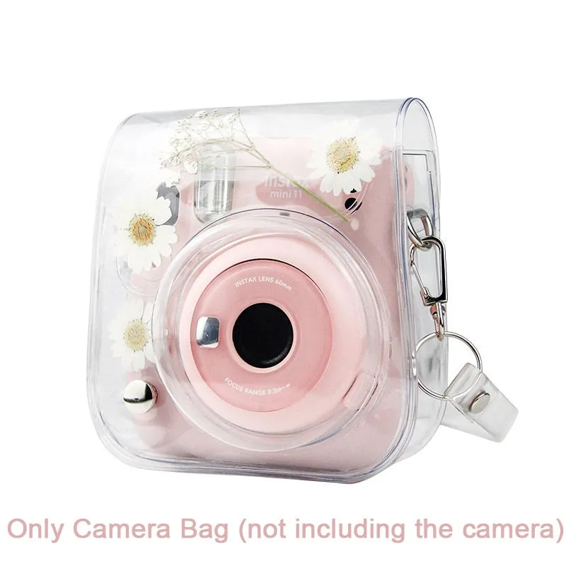 For Fujifilm Instax Mini 11 9 8 Transparent Camera Case Protective Carry Bag Cover with Shoulder Strap