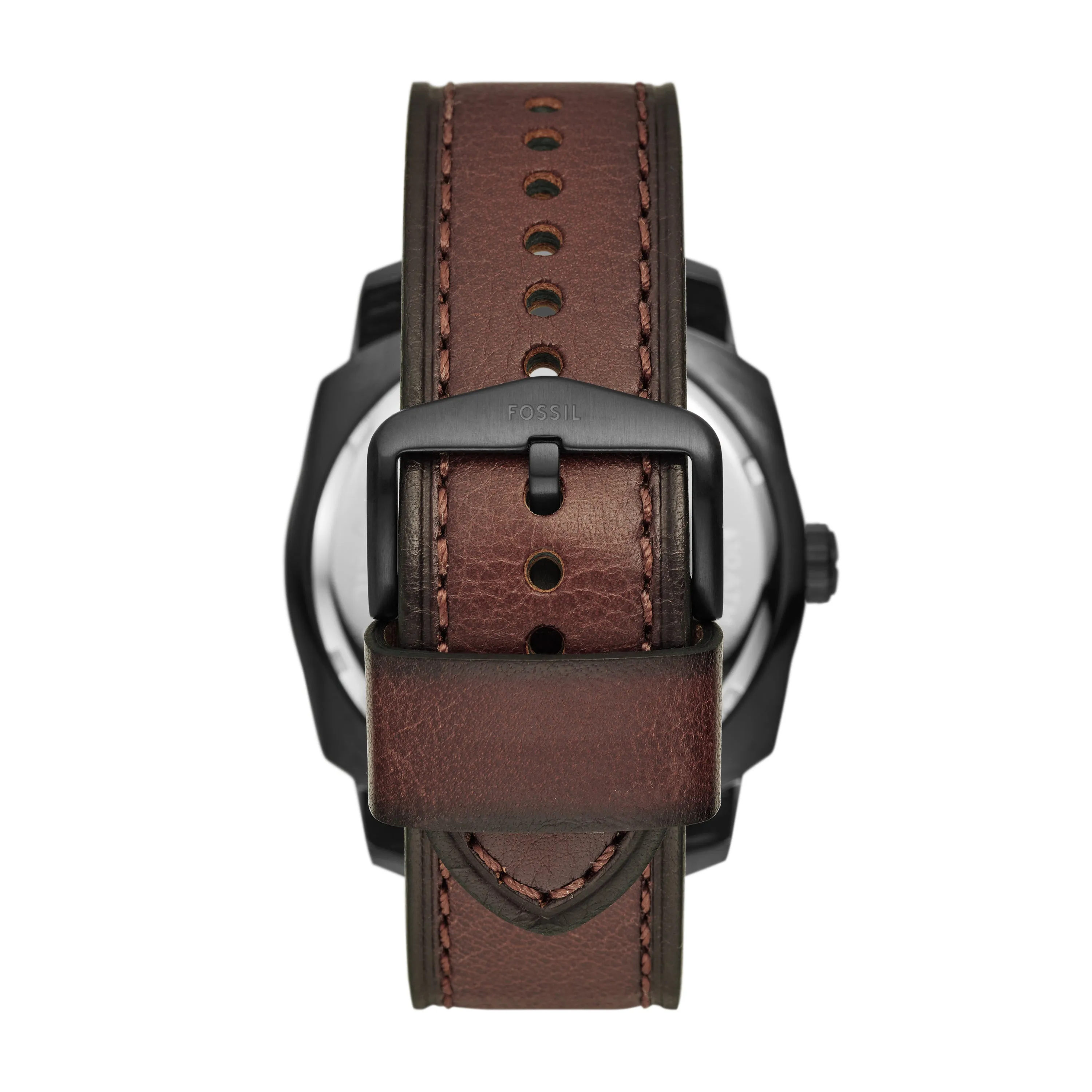 Fossil Machine Three-Hand Date Dark Brown LiteHide™ Leather Watch FS5972