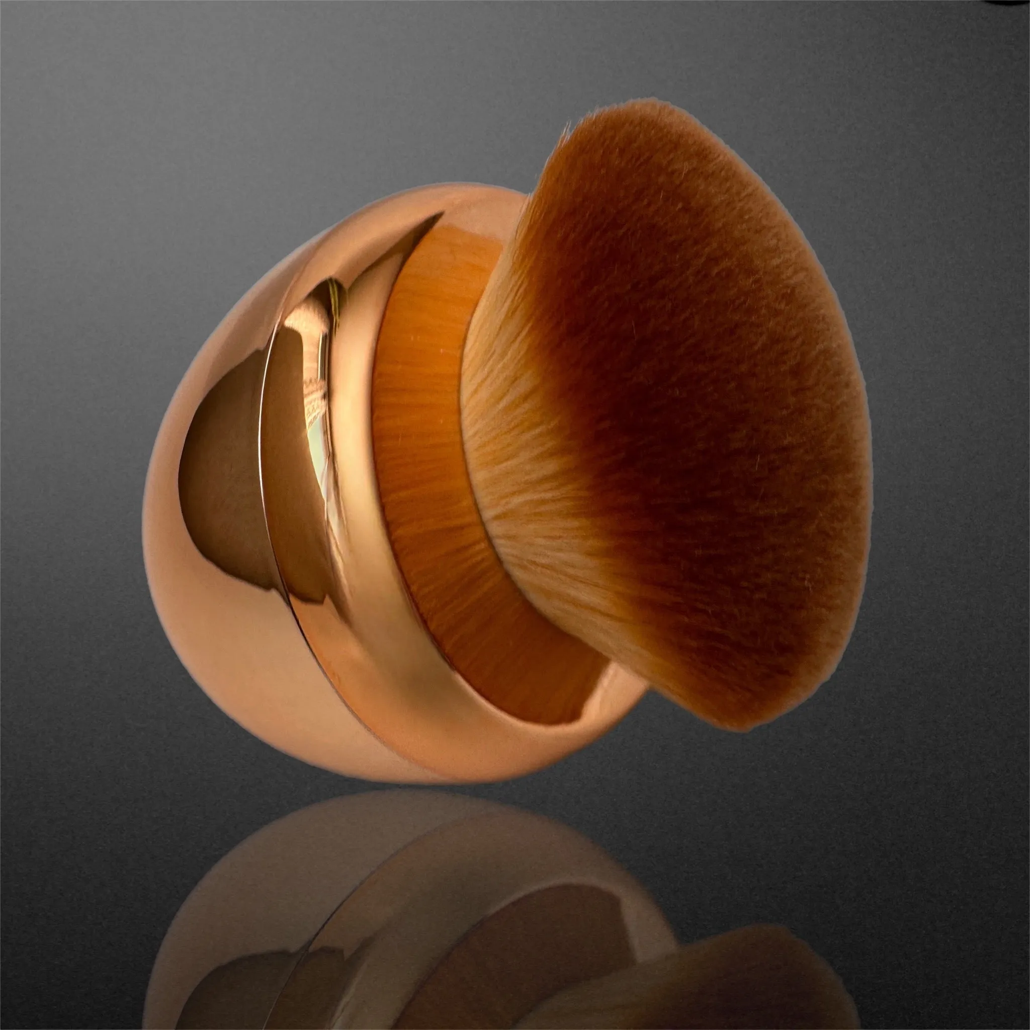 Foundation Brush Makeup Brush SOFT Kabuki Dome Shaped Face Body SPF Blush Bronzer Self-Tanner Buffing Liquid Powder Cream Cosmetic Application Rose Gold Mirror Finish