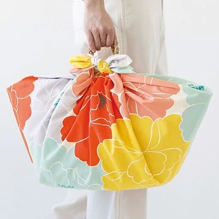 Furoshiki 100 – Hime Musubi Adeline Klam, Peony Orange (Organic Cotton)