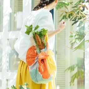 Furoshiki 100 – Hime Musubi Adeline Klam, Peony Orange (Organic Cotton)