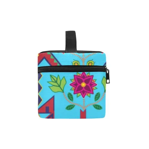 Geometric Floral Spring-Sky Blue Cosmetic Bag/Large