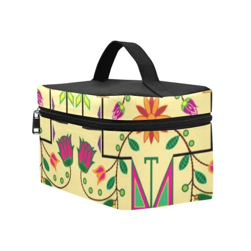 Geometric Floral Summer-Vanilla Cosmetic Bag/Large