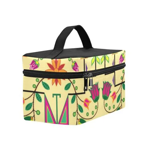 Geometric Floral Summer-Vanilla Cosmetic Bag/Large