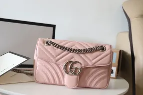 gg Marmont Small Matelassé Shoulder Bag Dusty Pink For Women 10in/26cm gg 443497