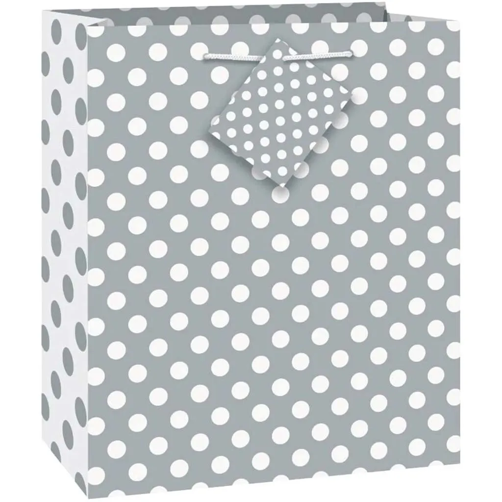 Gift Bag Medium, Silver Dots