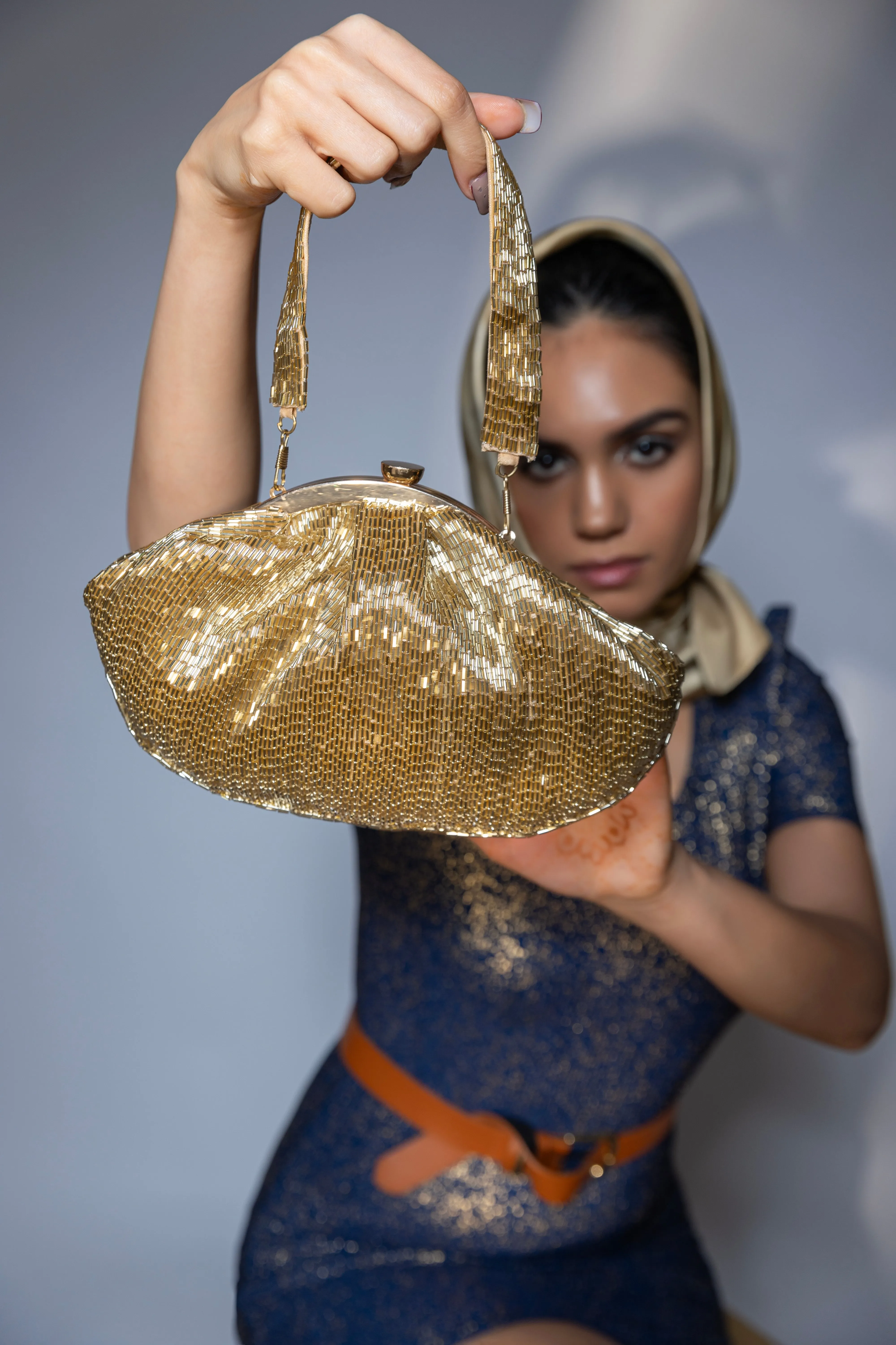 Golden Clutch shoulder bag an ideal crystals bag