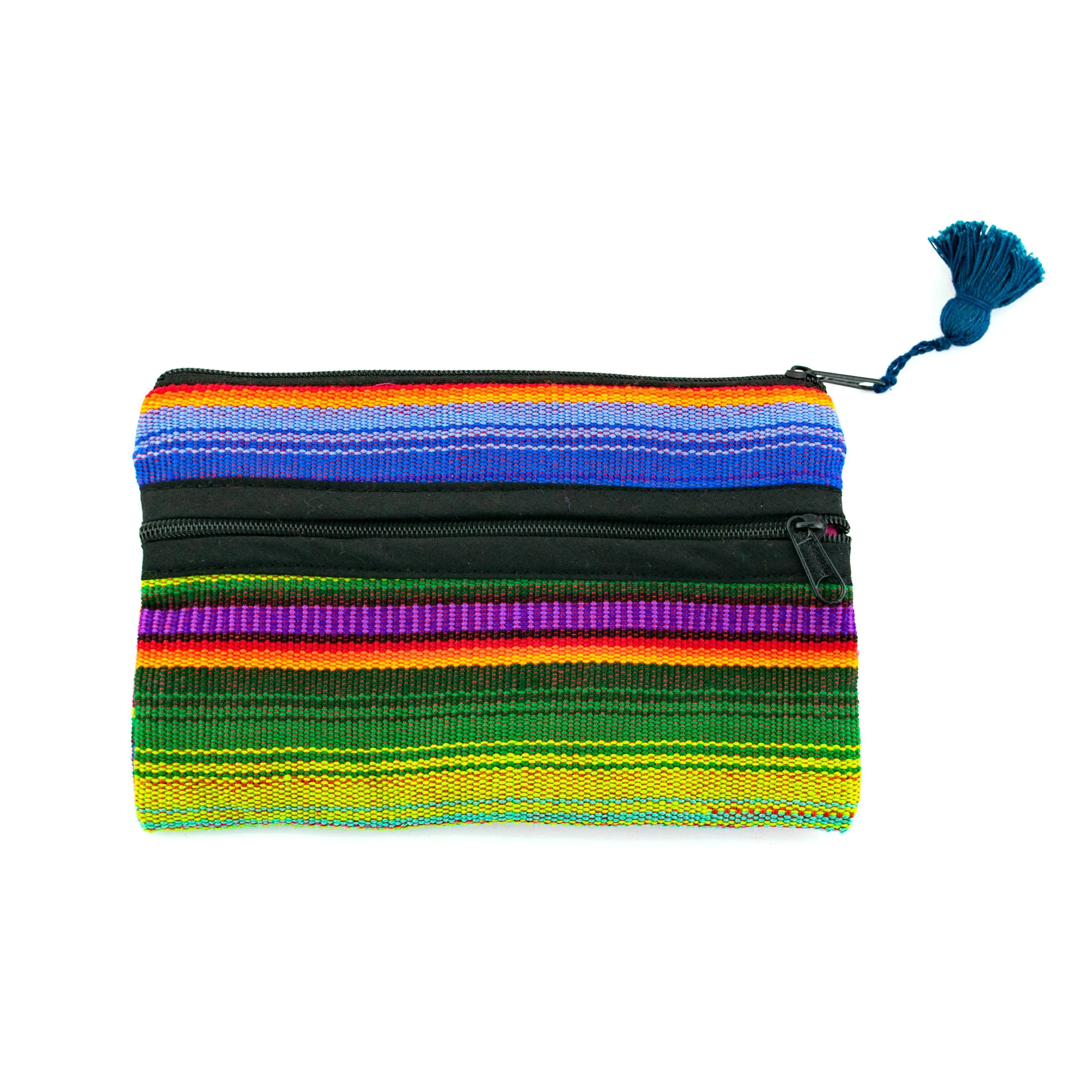 Hacienda 3-Zipper Striped Boho Cosmetic Bag - Guatemala