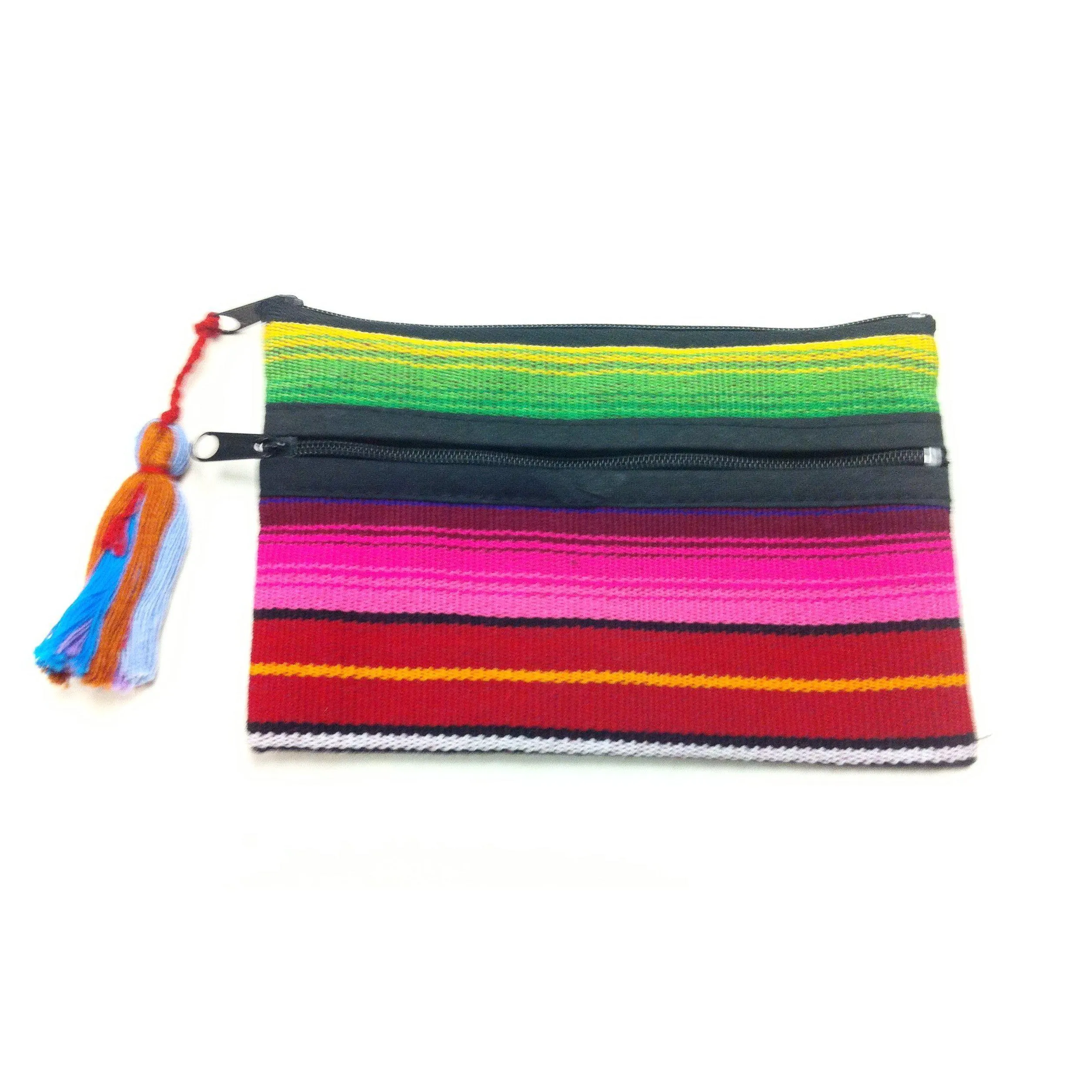 Hacienda 3-Zipper Striped Boho Cosmetic Bag - Guatemala