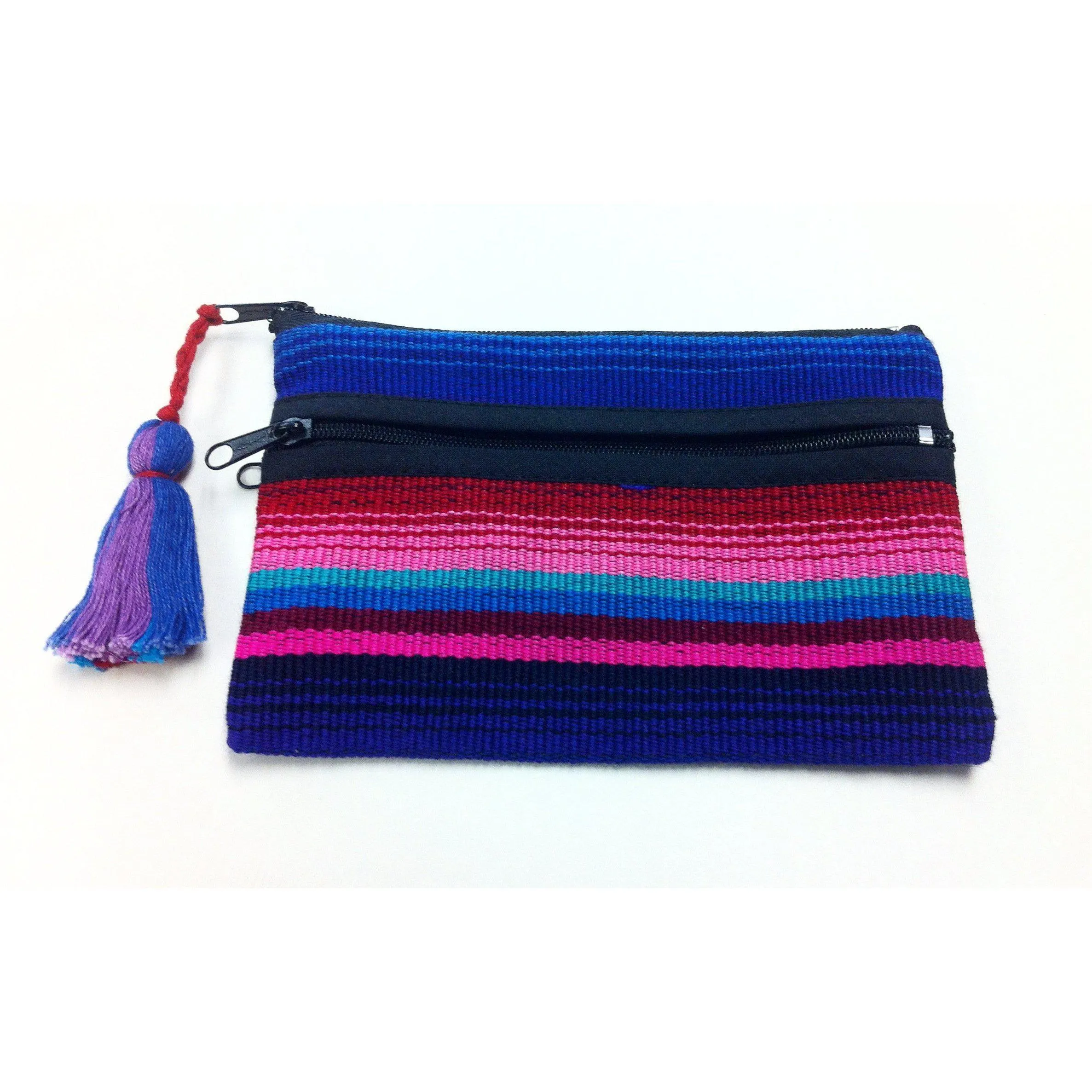 Hacienda 3-Zipper Striped Boho Cosmetic Bag - Guatemala