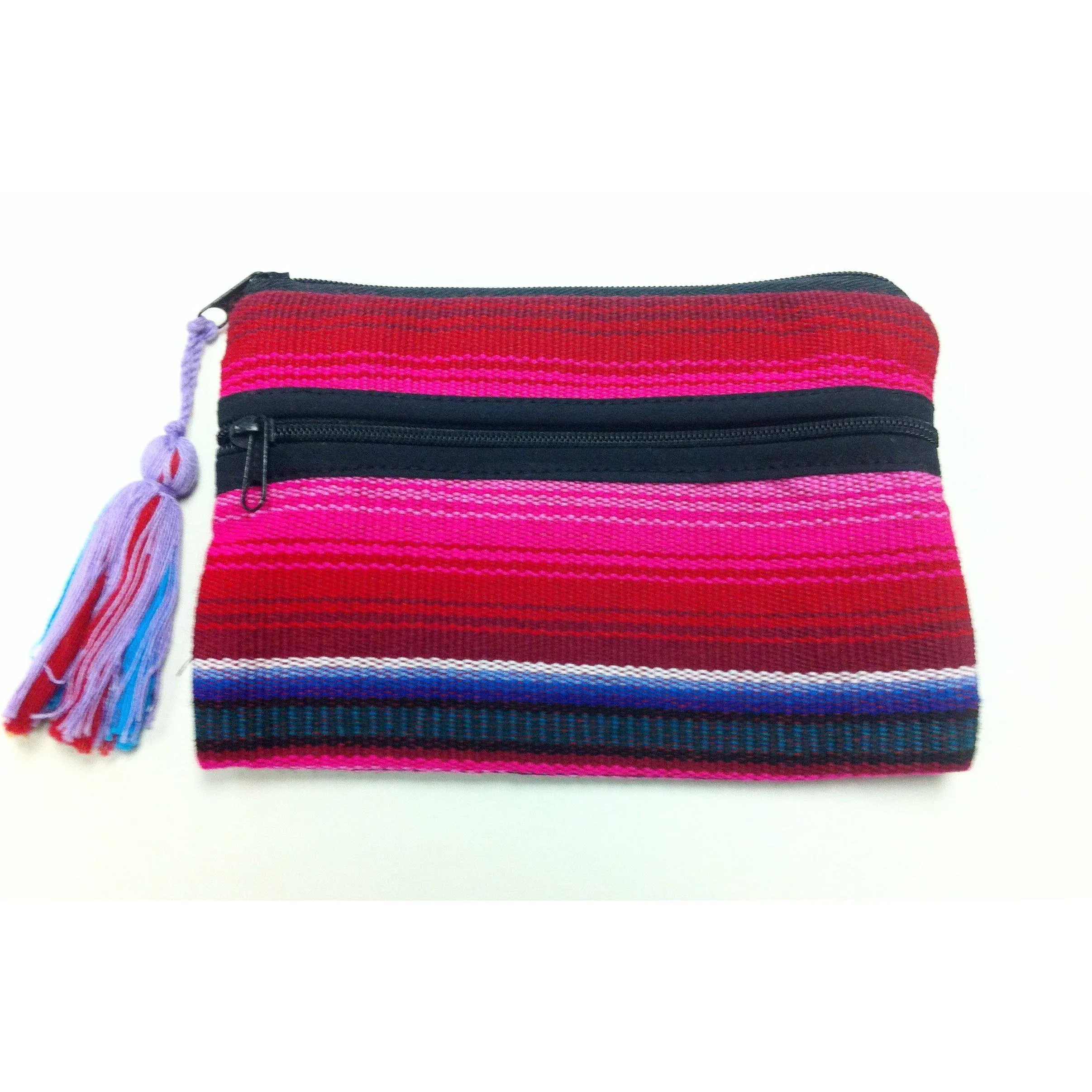 Hacienda 3-Zipper Striped Boho Cosmetic Bag - Guatemala