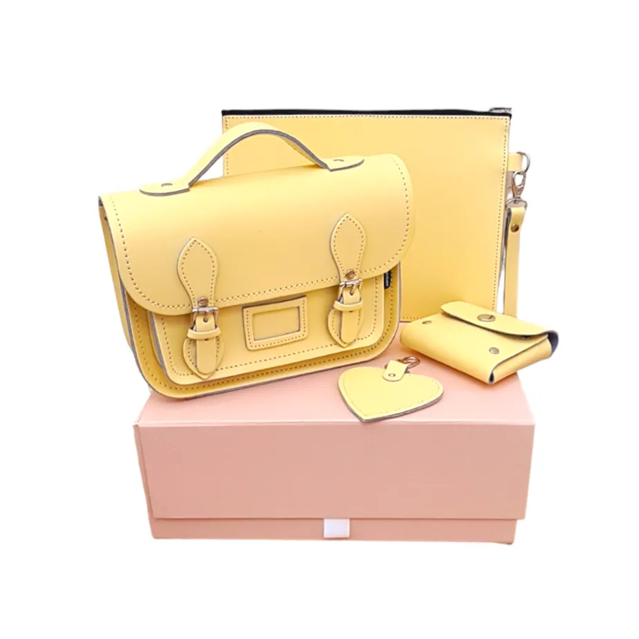 Handmade Leather Midi Collection Gift Set - Primrose Yellow