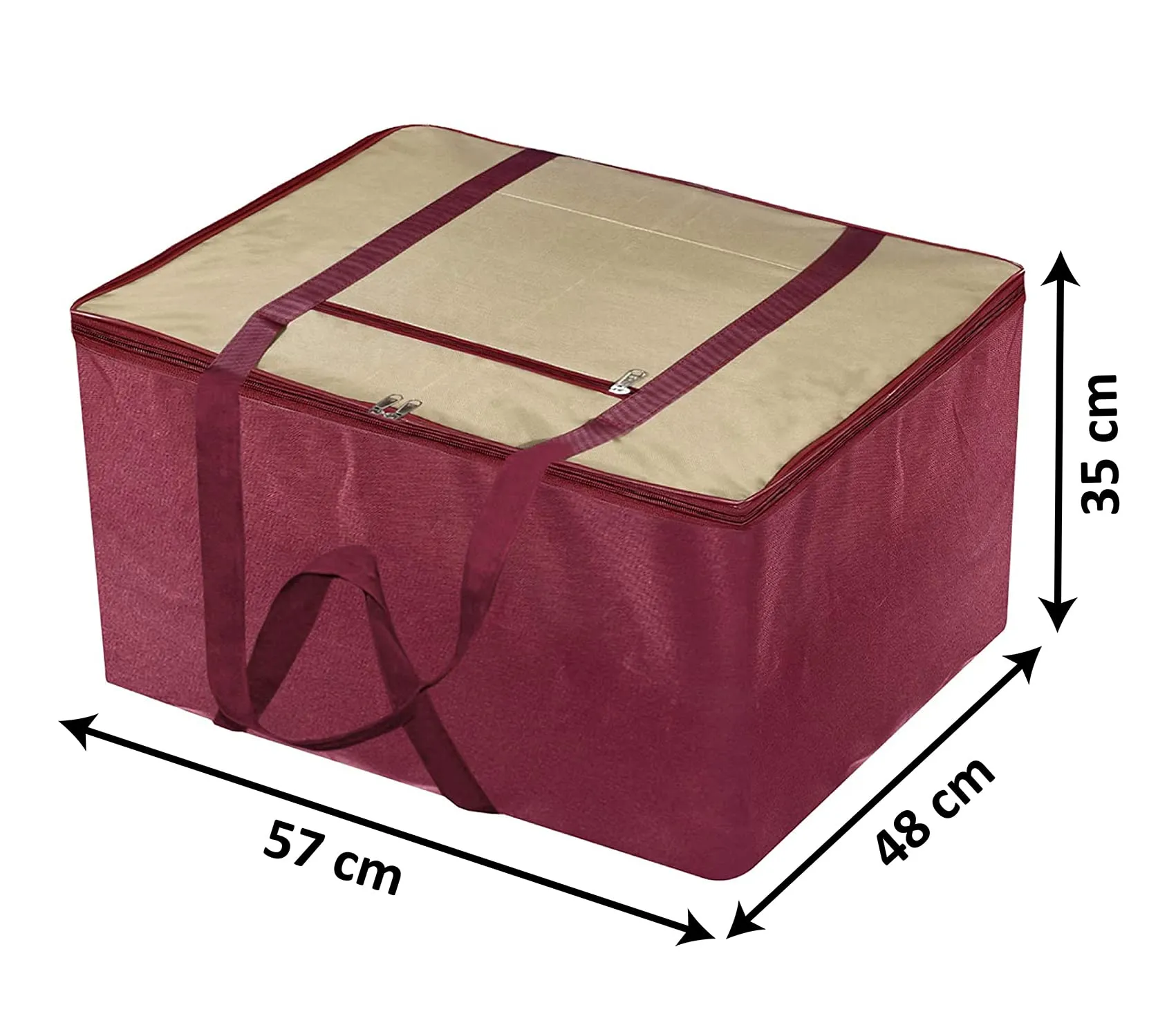 Heart Home Large Moisture Proof Wardrobe Organizer Storage Bag For Clothes With Zipper Closure and Handle (Brown & Maroon)-HS43HEARTH26701