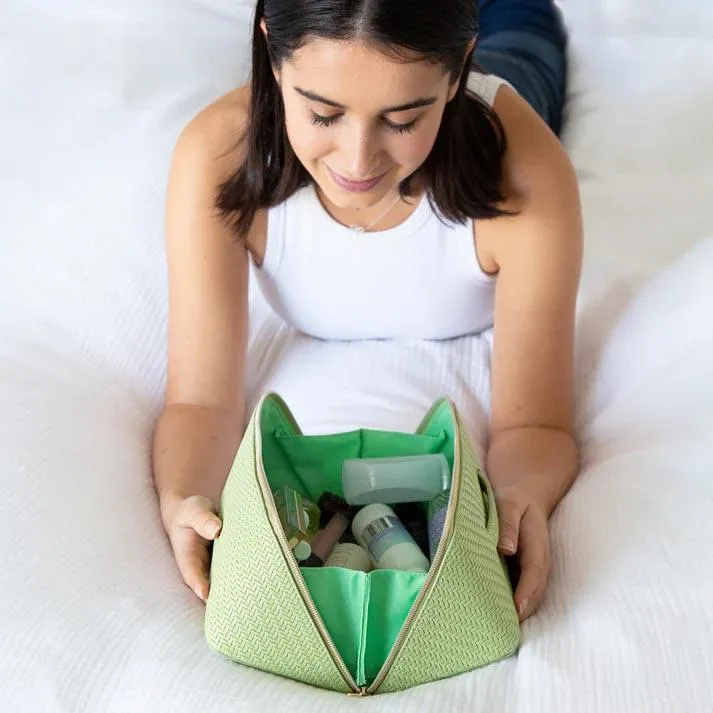 Herringbone Beauty Bag Medium | Pistachio