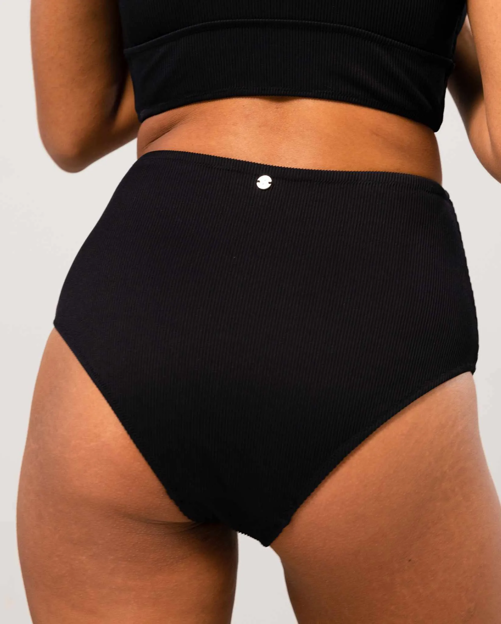 Highwaist Bikini Briefs Black Rib