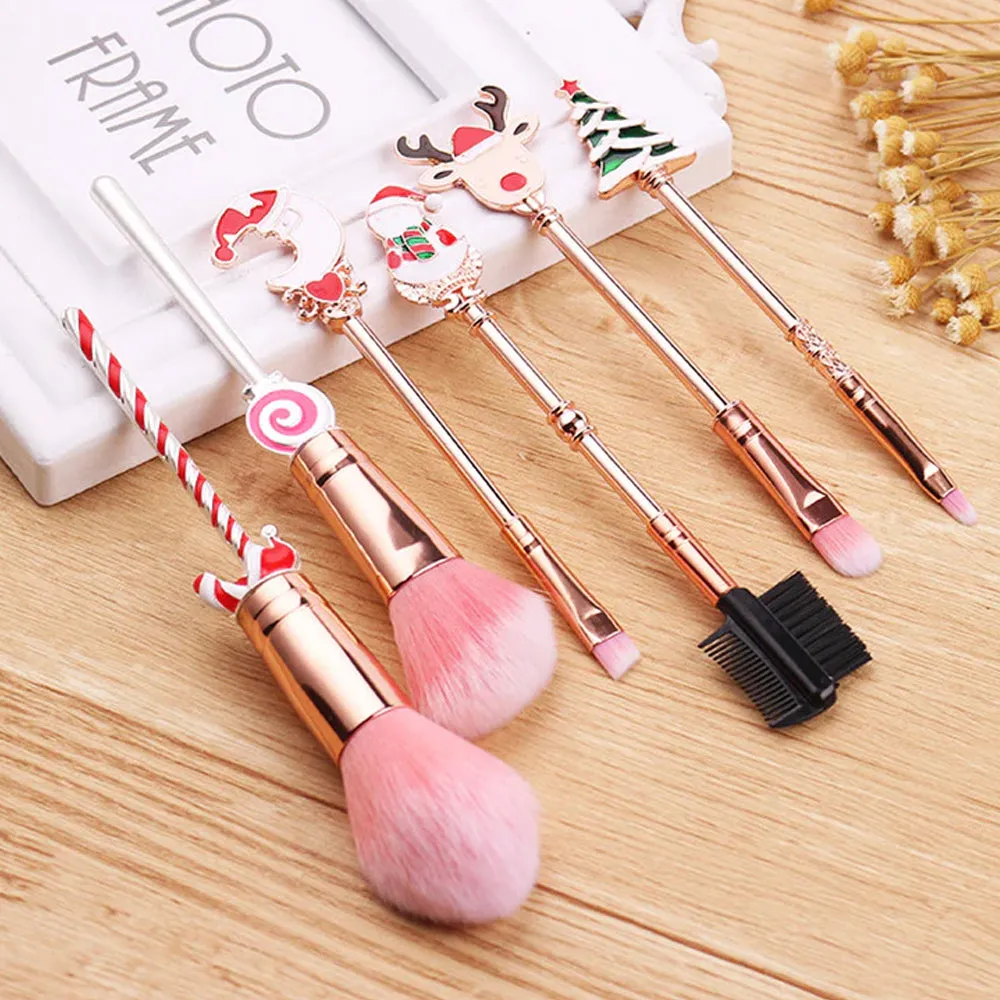 Holiday Christmas Makeup Brushes Set with Drawstring Bag