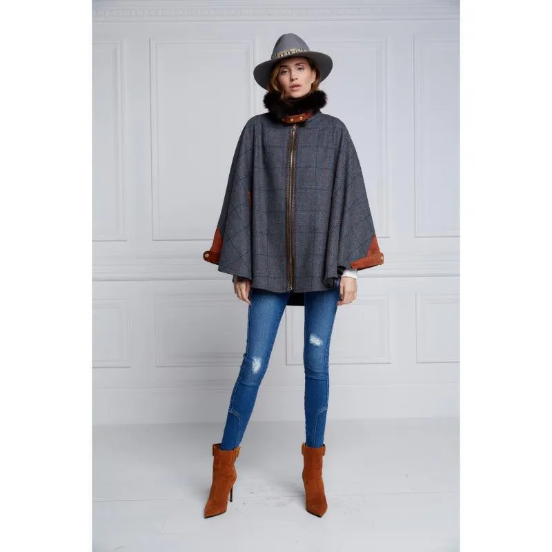 Holland Cooper Chiltern Ladies Cape - Mid Blue Check