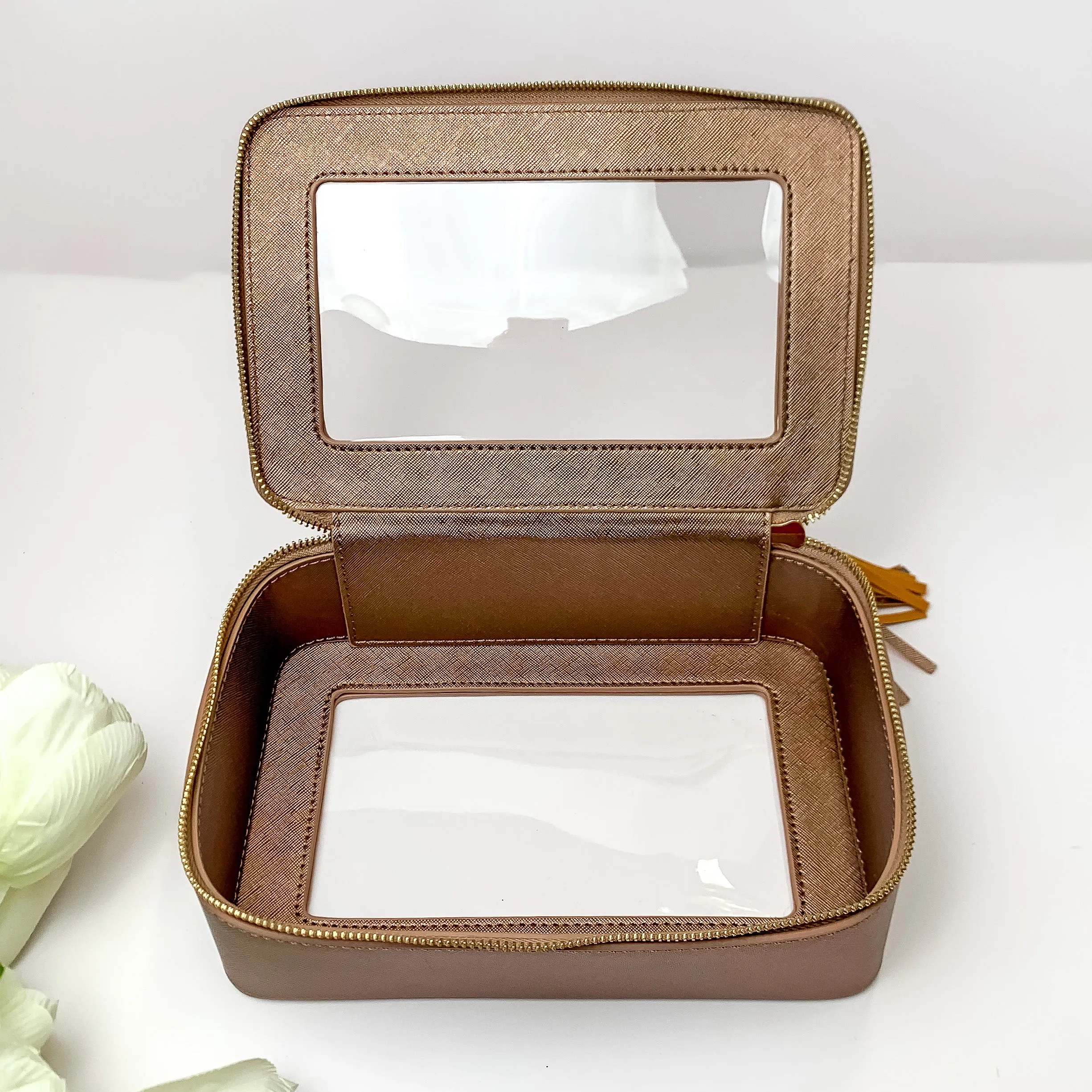 Hollis | Clear Toiletry Bag in Metallic Mocha