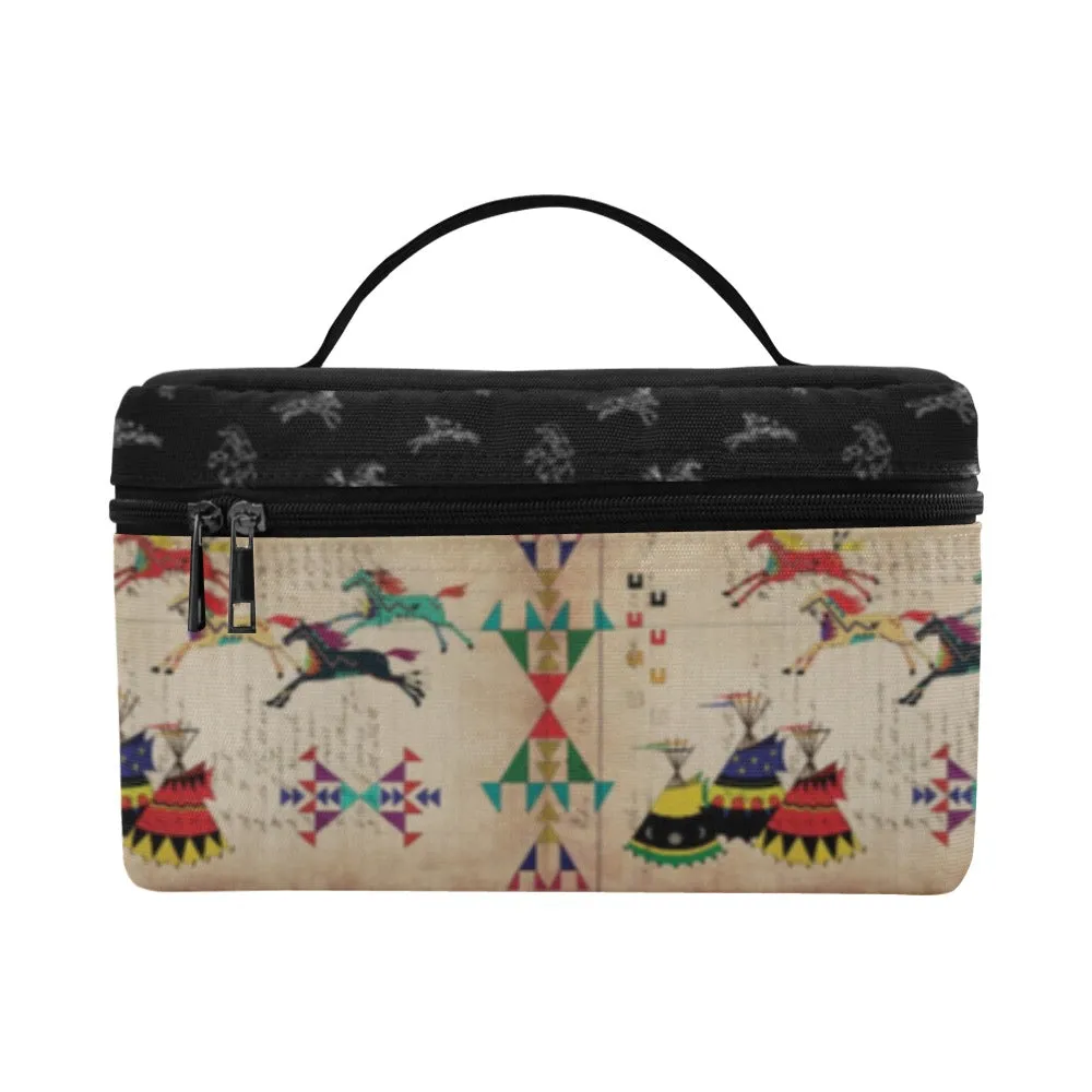 Horses Running Black Sky Cosmetic Bag/Large