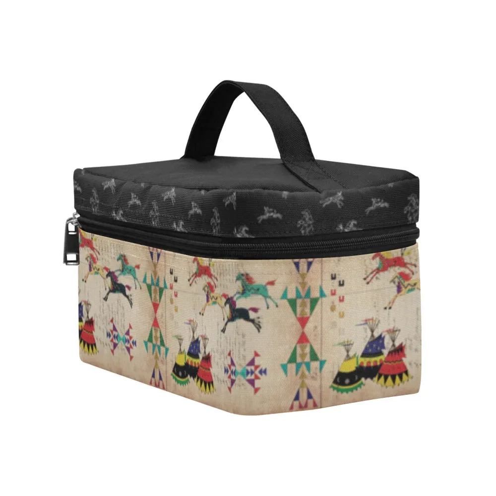 Horses Running Black Sky Cosmetic Bag/Large