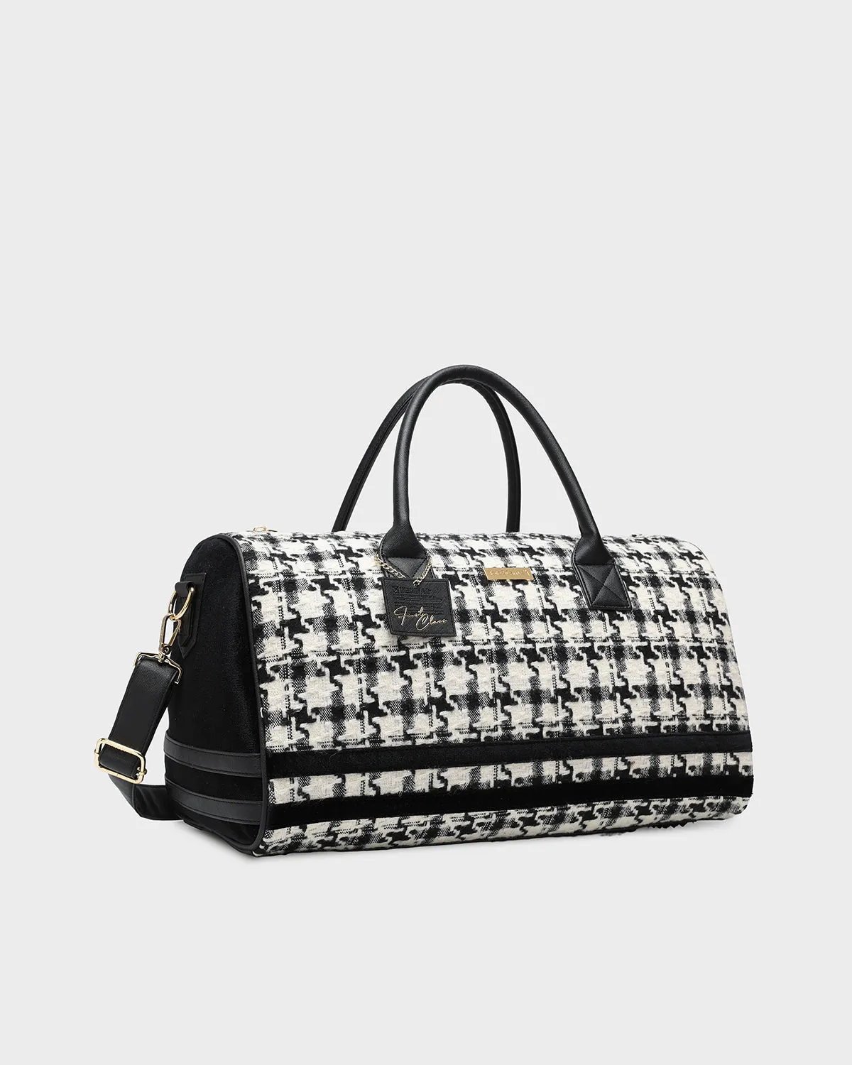 Houndstooth Duffle Bag in Black & White