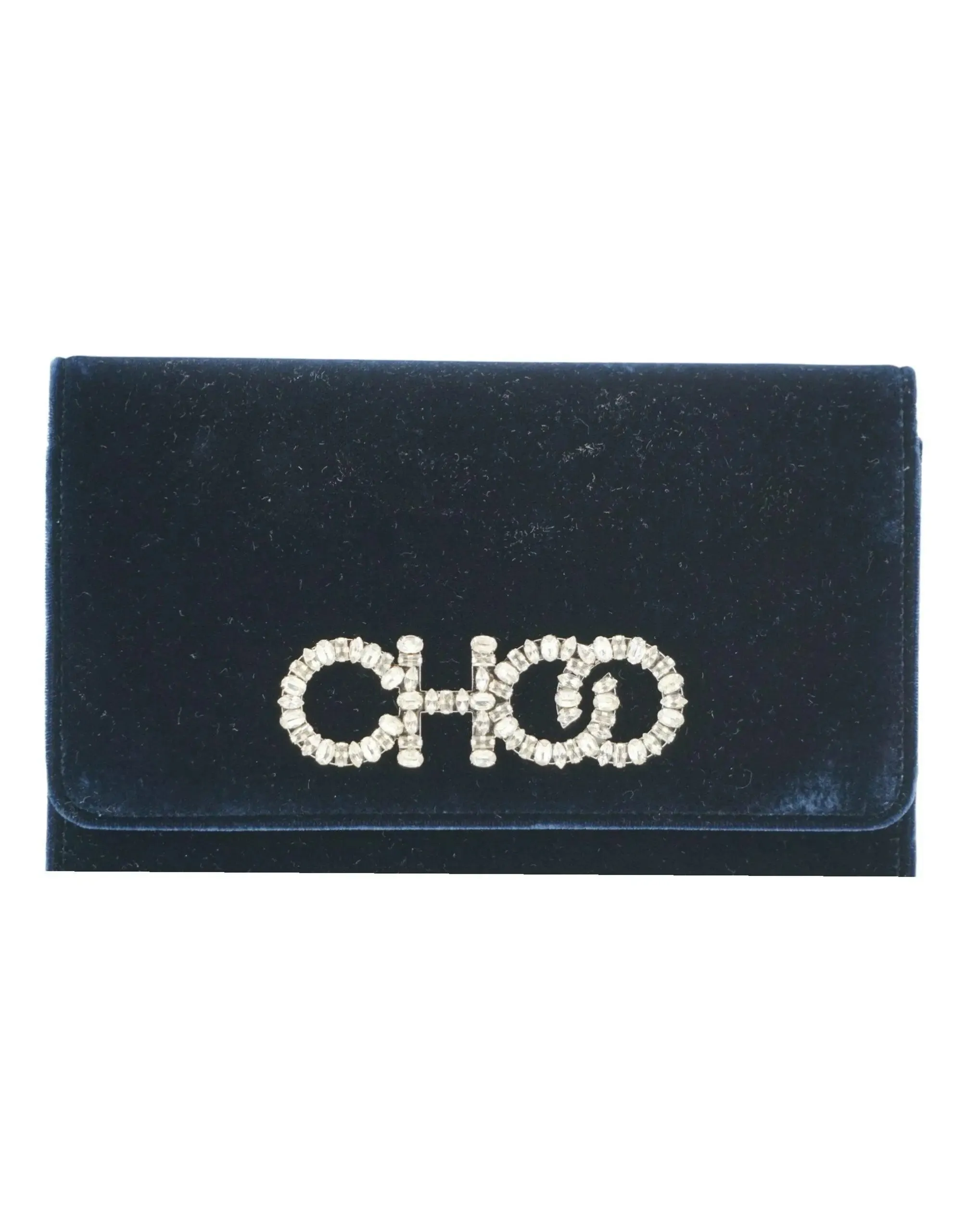 Jimmy Choo Navy Velvet Crystals Kalina Chain Bag