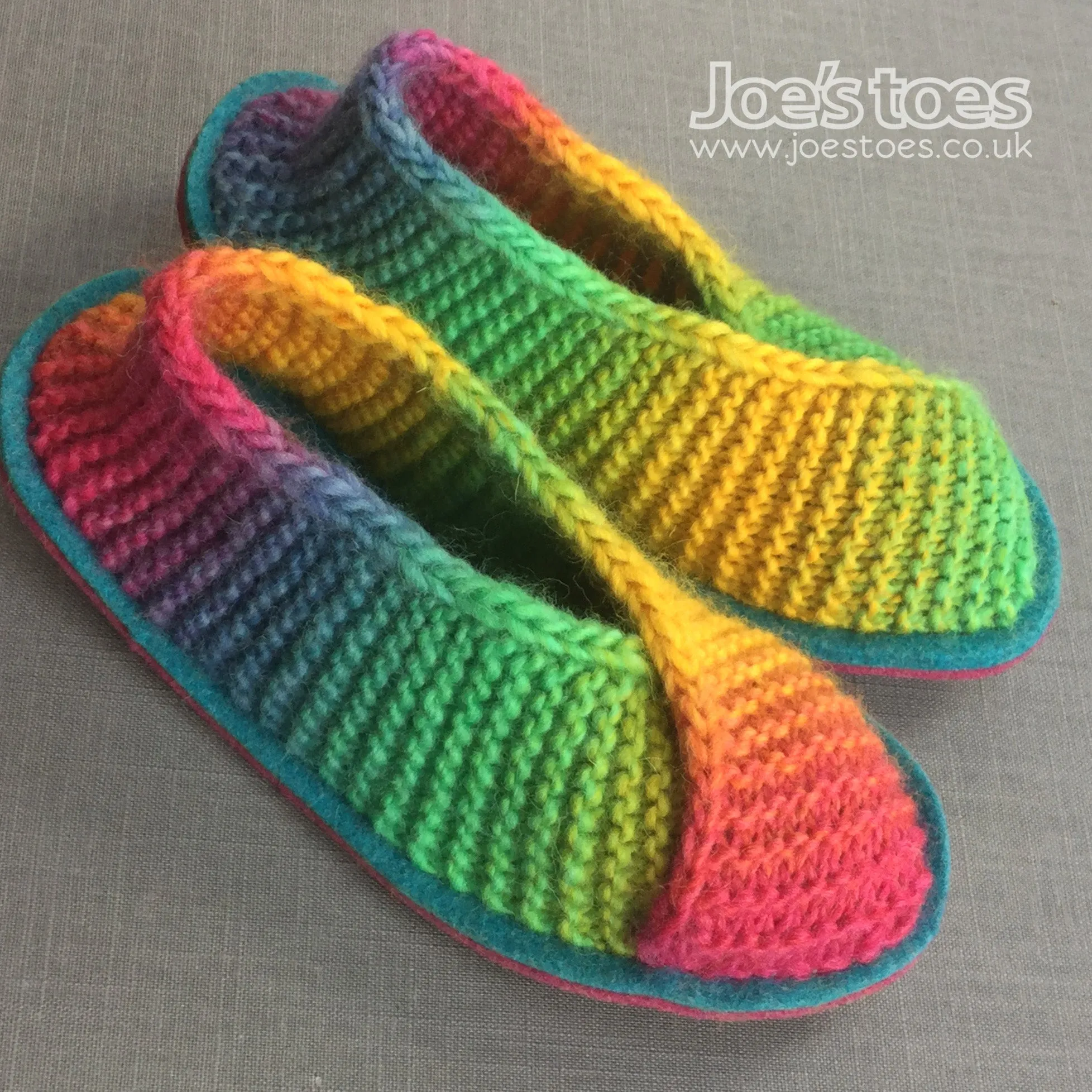 Joe's Toes Crossover Knitted Slipper kit - Rainbow yarn