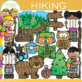 Kids Hiking Clip Art