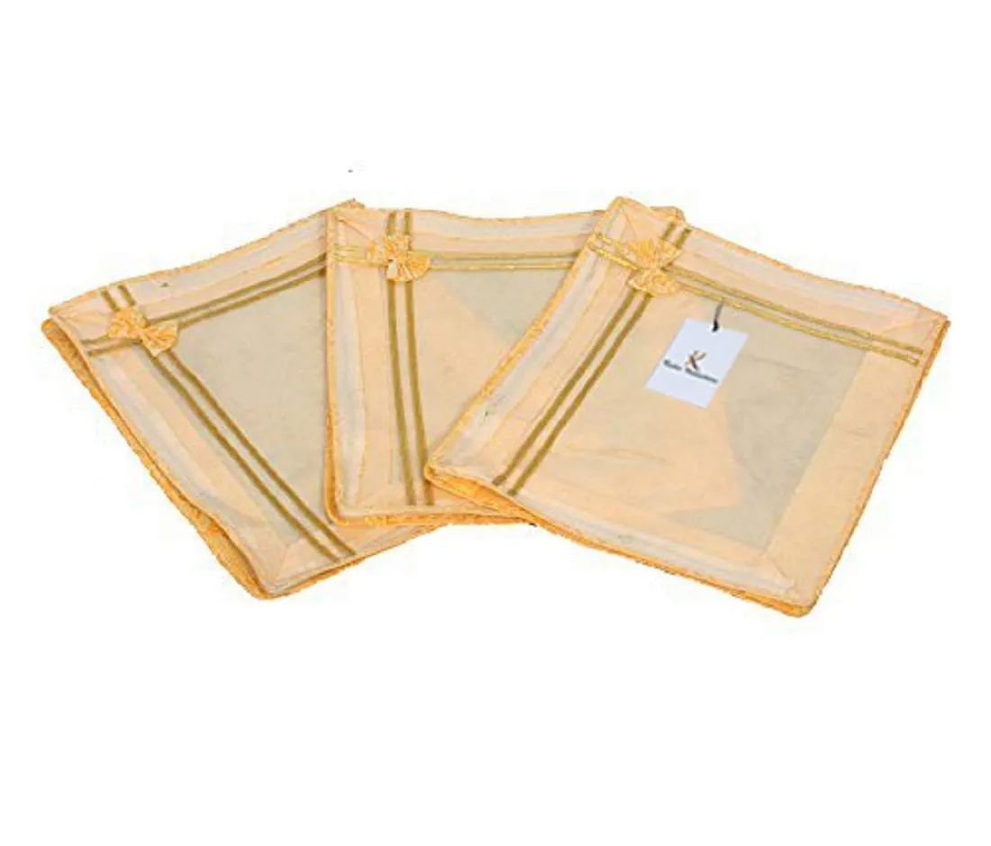 Kuber Industries Clothes Organizer For Wardrobe (Pack of 3) - Single Storage Organizer For Saree | Salwar | Lehenga and Clothes - Dress Organizer For Wardrobe - Single Saree Covers With Zip (Gold)