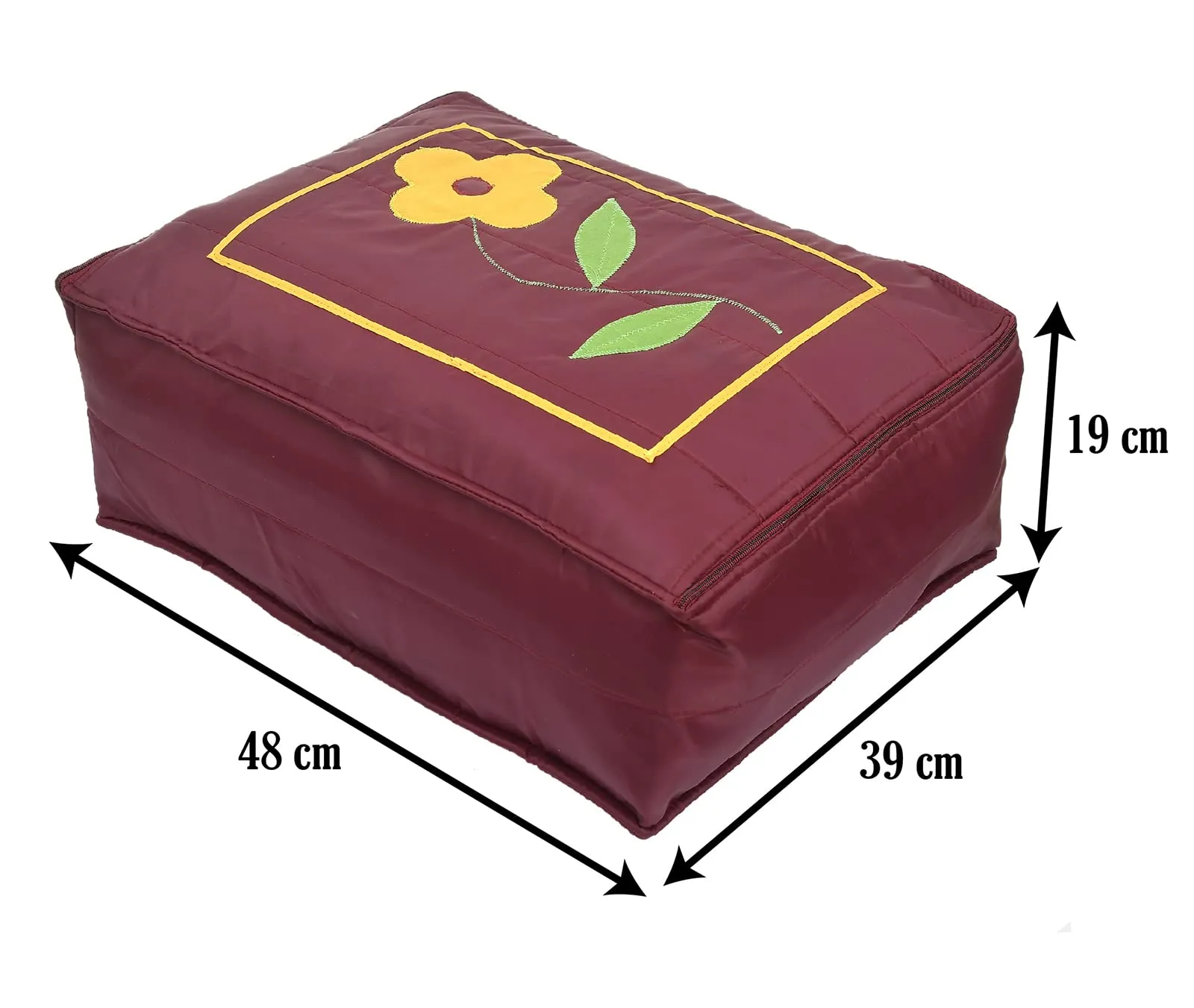 Kuber Industries Multiuses Flower Print Foldable Polyster Saree Covers/Clothes Storage Bag/Wardrobe Organizer- Pack of 2 (Maroon)