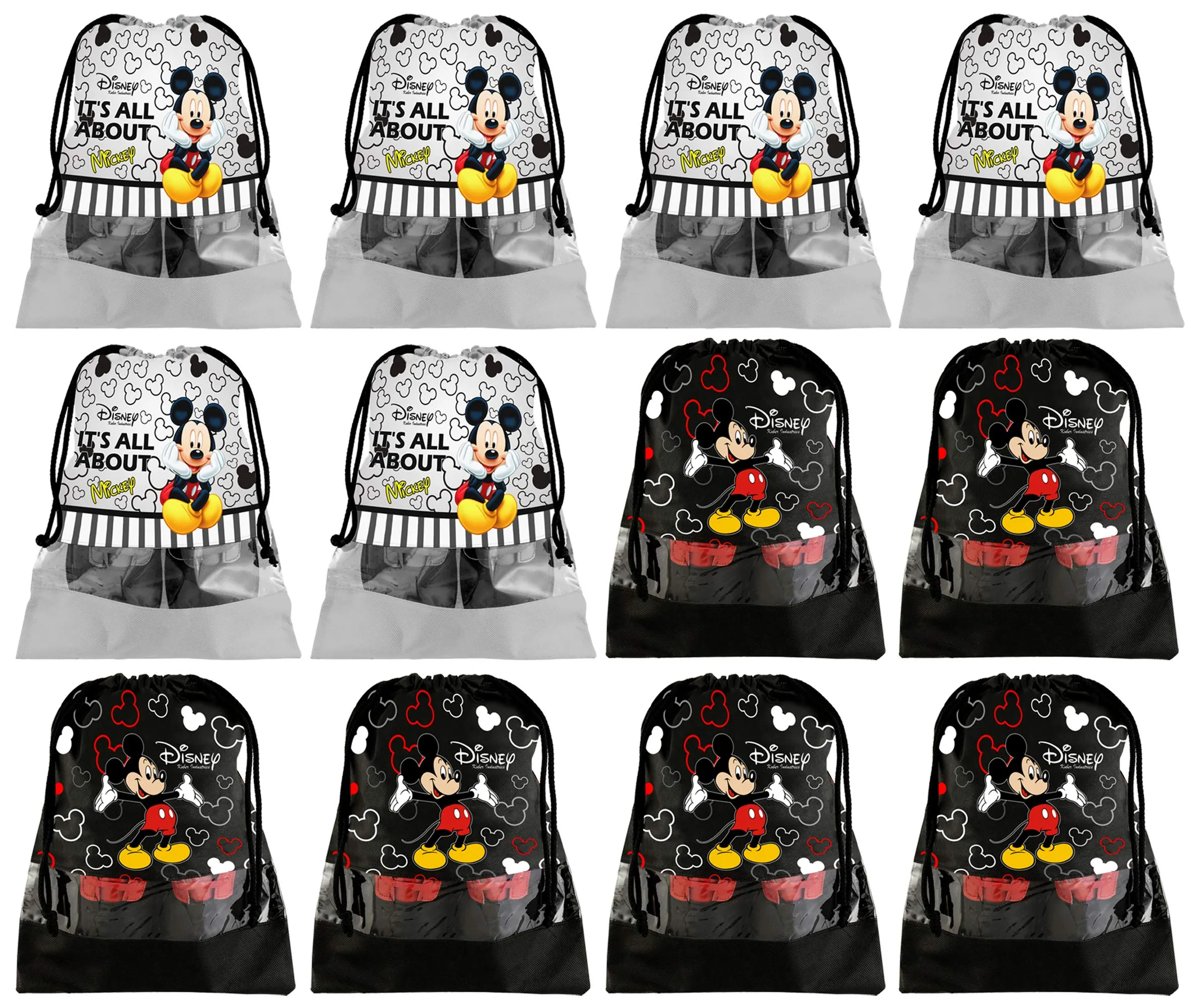 Kuber Industries Portable Travel Shoe Bags Dust-Proof Shoe Organizer Space Saving Storage Bags, Disney Print (Set of 12,Black & Grey) -HS_35_LUGGAGE18050