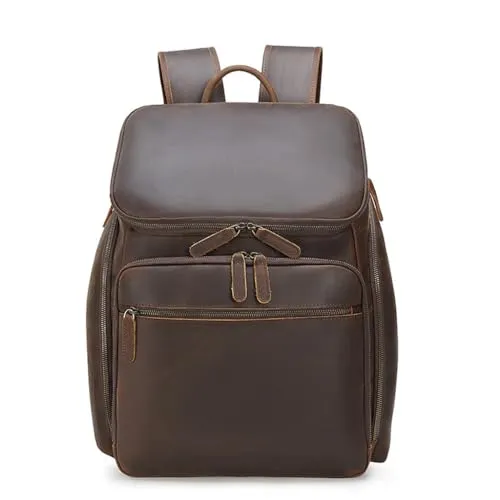 Laptop Backpack Genuine Leather Casual Travel.