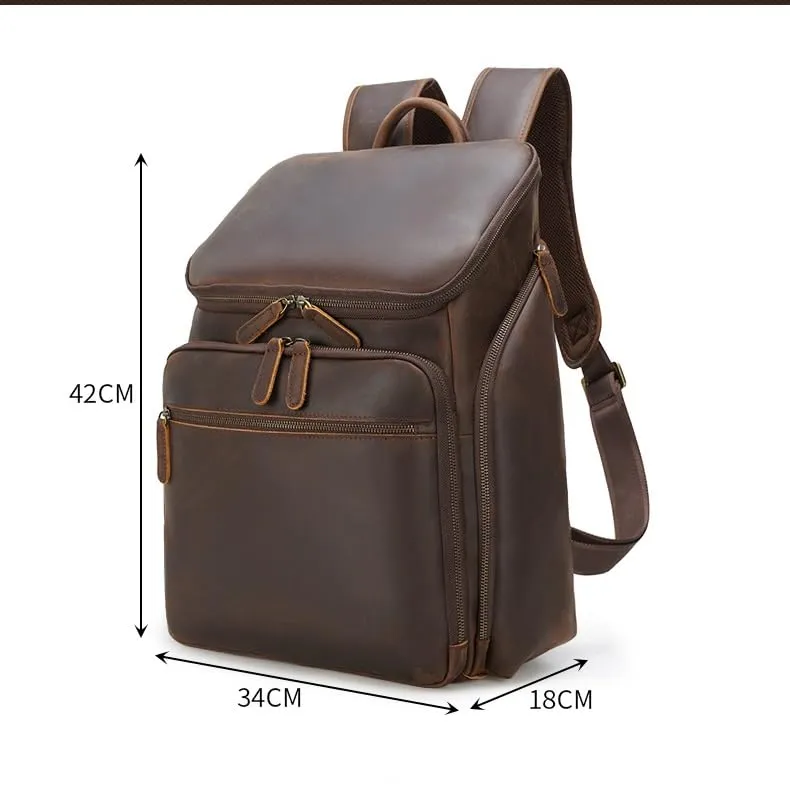 Laptop Backpack Genuine Leather Casual Travel.