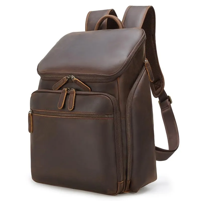 Laptop Backpack Genuine Leather Casual Travel.