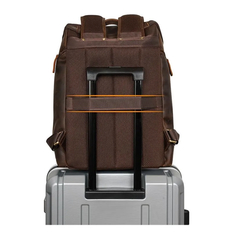 Laptop Backpack Genuine Leather Casual Travel.