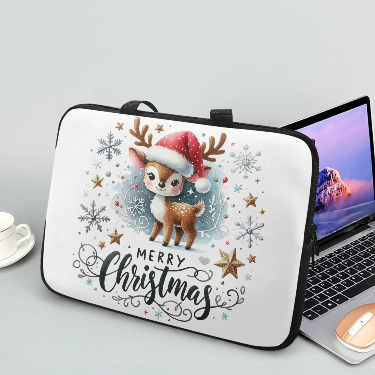 Laptop Sleeve with handles - Christmas, Reindeer