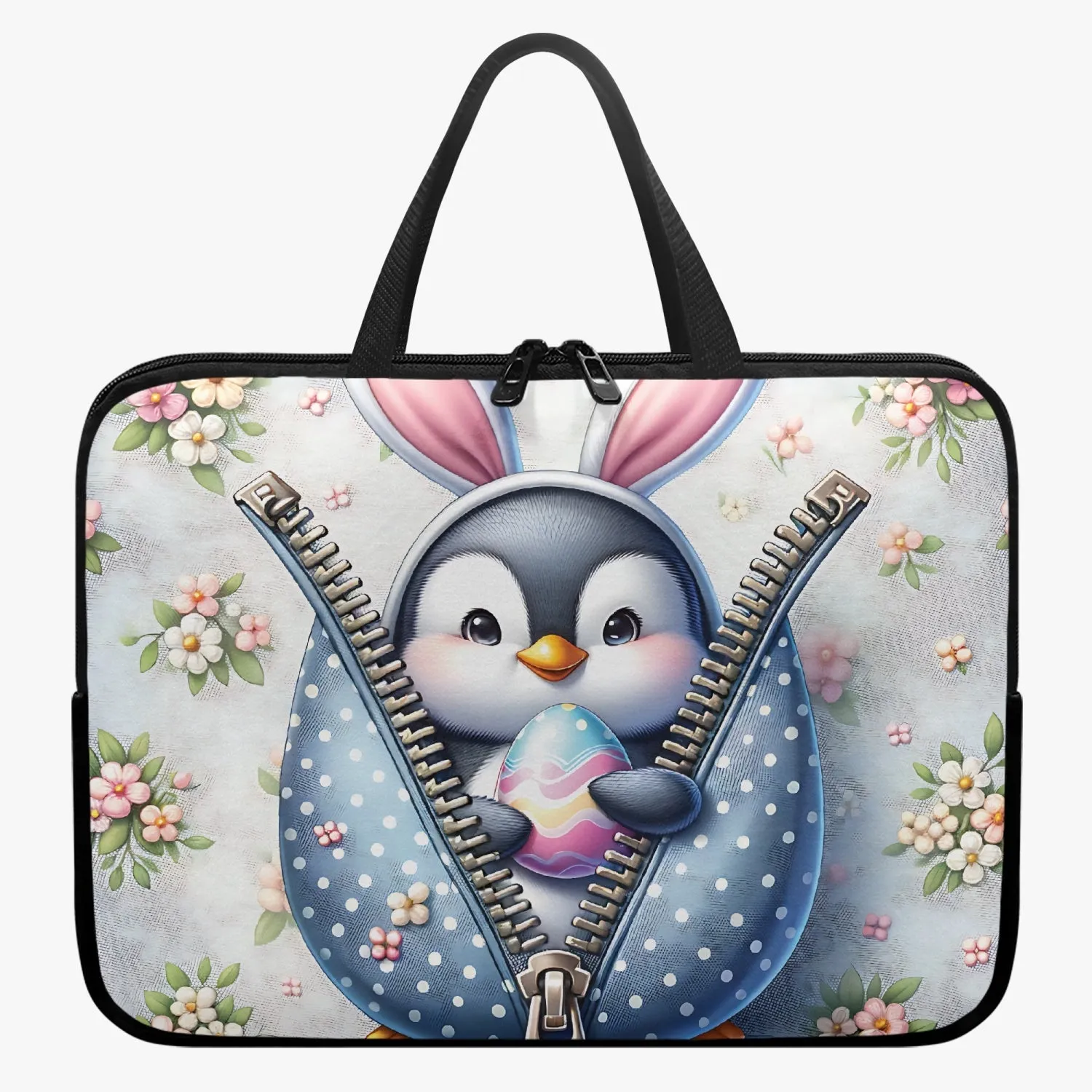 Laptop Sleeve with handles - Penguin - Bunny Ears